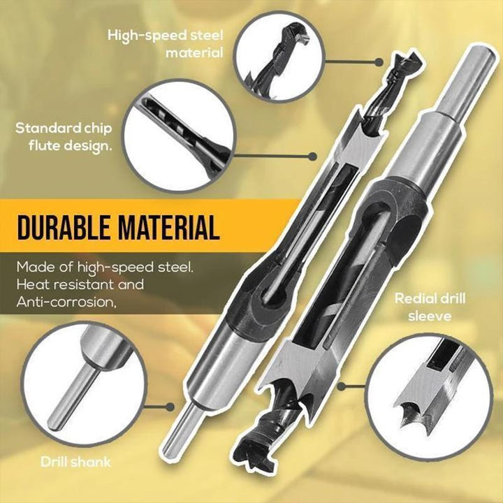 Professional grade square wood chisel for mortising drill machines, a key woodworking hand tool.