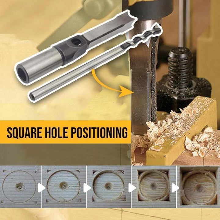 Mortising drill accessory: a robust square wood chisel, designed for efficient and accurate carpentry.