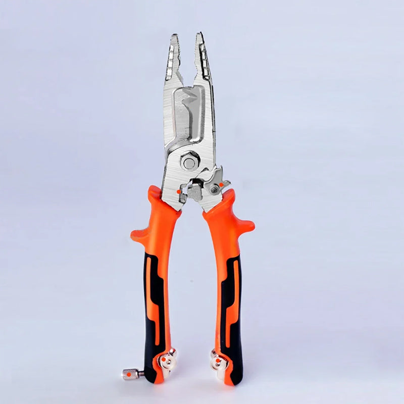 Wire stripper & cutter featuring comfortable non-slip grips for extended use by electricians