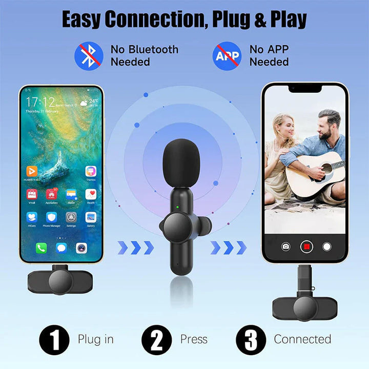 High-fidelity wireless lavalier microphone featuring a digital display & long-range audio transmission.