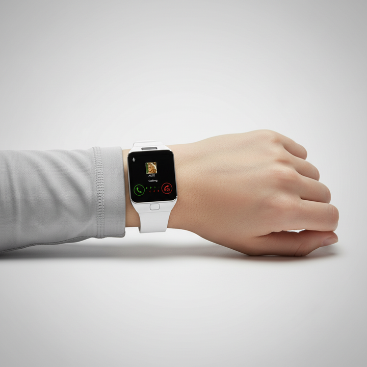 Sleek Pulseon unisex smartwatch with rectangular display. Digital watch for calls, notifications & fitness.