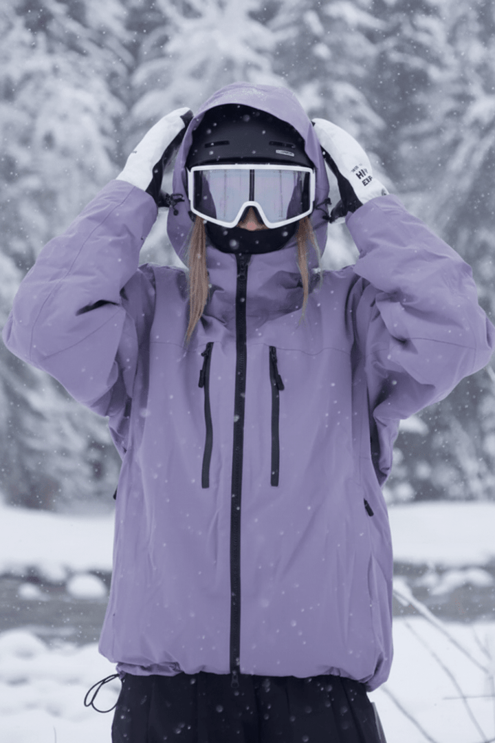 Durable black ski & snowboard jacket, windproof and snowproof for extreme cold weather outdoor sports.