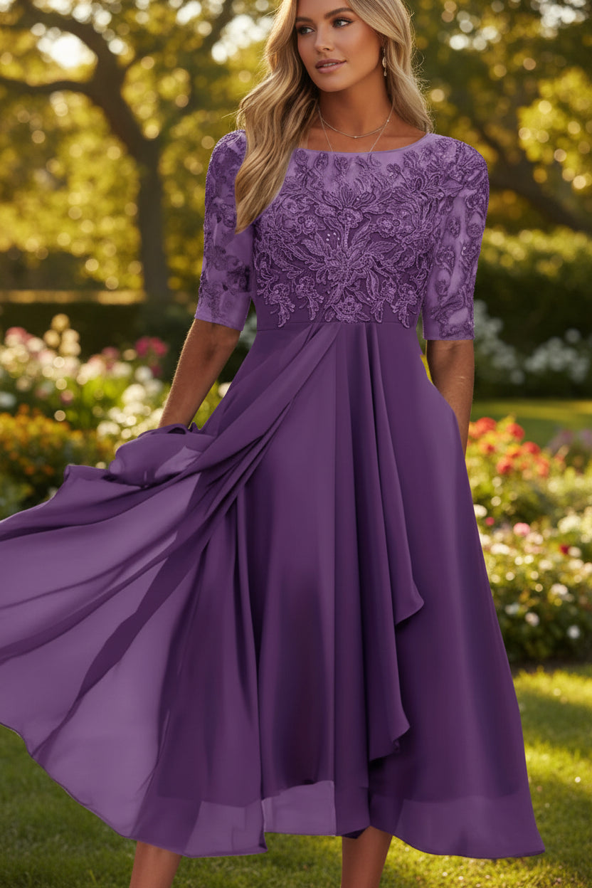 Blue Women's Flared Midi Dress with high waist, offering effortless comfort and chic everyday style.