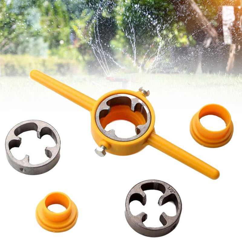 Portable PVC pipe threading tool kit, ideal for on-site plumbing and repair work