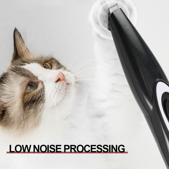 Rechargeable quiet pet shaver for cats, showing compact design and easy handling
