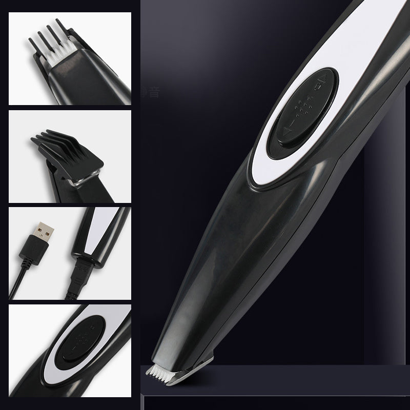Quiet pet grooming tool set for dogs & cats, including trimmer and cleaning brush