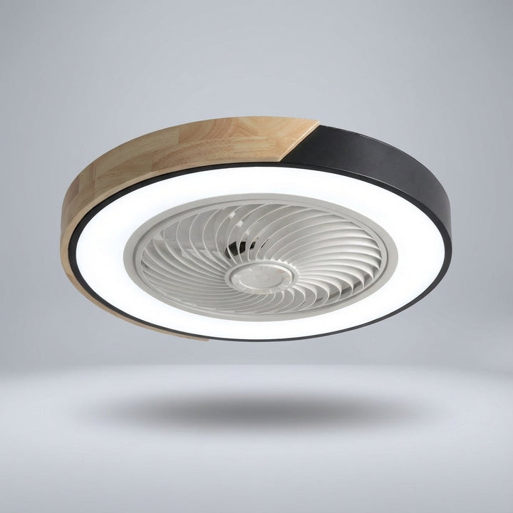 Sleek modern integrated LED ceiling fan with quiet motor and dimmable light, enhancing home decor.