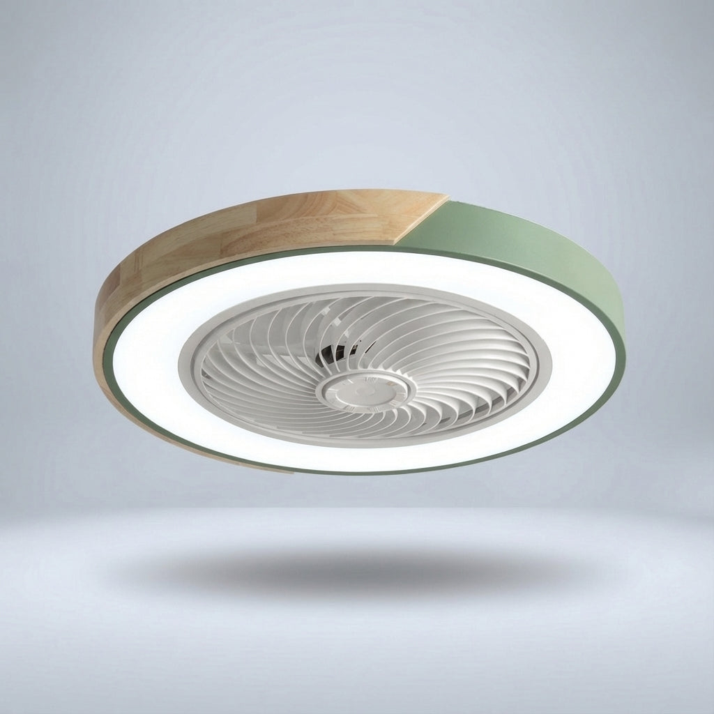 Integrated LED ceiling fan with quiet motor, dimmable light, and remote control for modern homes.