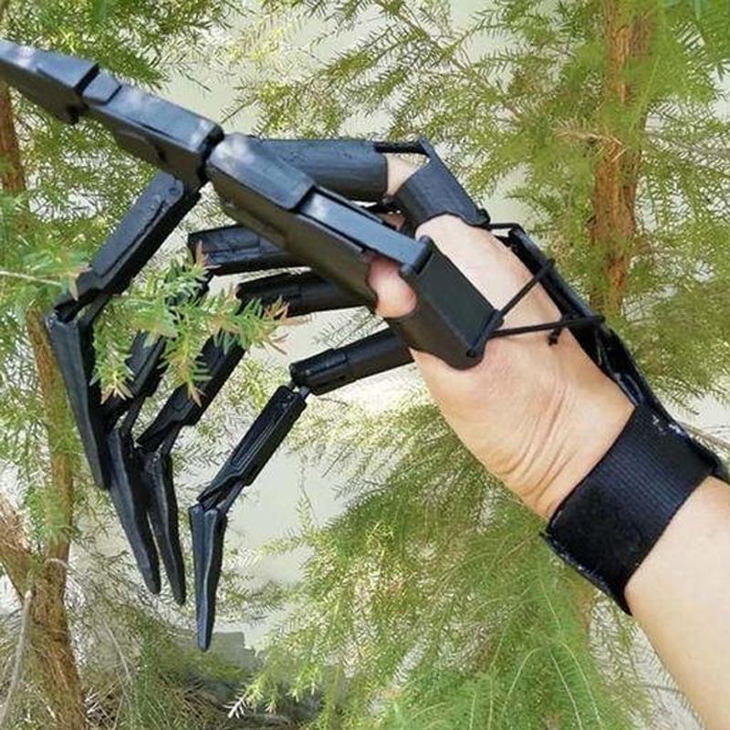 Articulated skeleton hand gloves, perfect for Halloween costumes, spooky events, and horror props