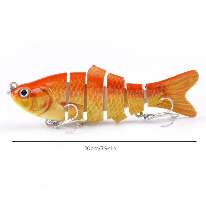 Detailed view of multiple fishing lures, bionic swimbait artificial bait for predator fish.