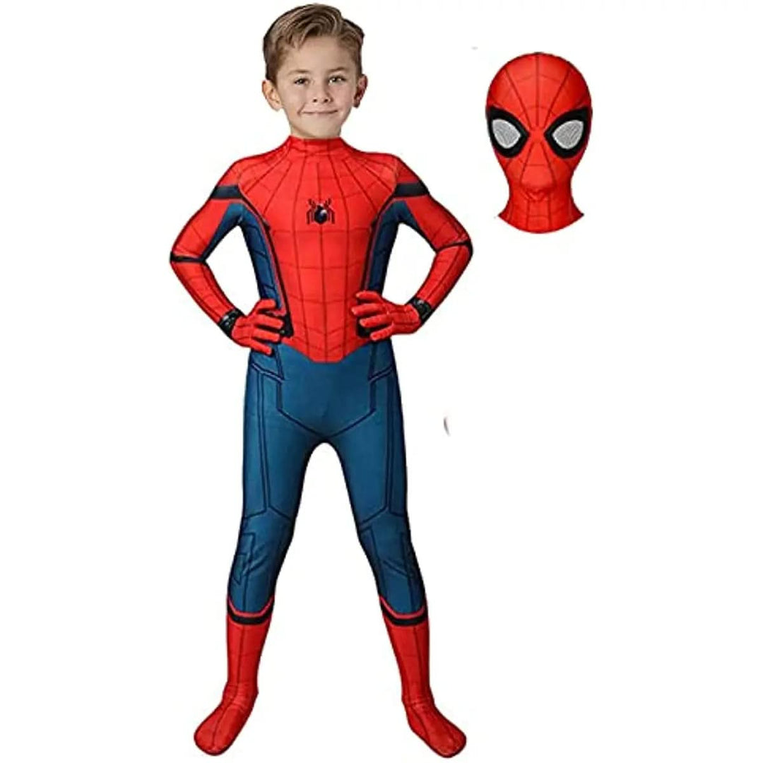 Realistic red superhero costume with mask for kids, perfect for Halloween, cosplay, or dress-up playtime.