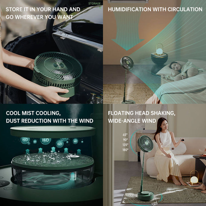 Rechargeable fan, showcasing its easy-to-clean detachable front grille.