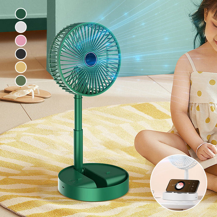 White rechargeable fan, showcasing its minimalist design and portability.