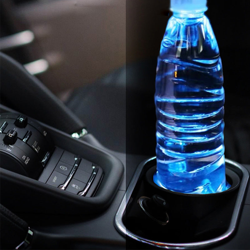 Different color light modes demonstrated on a Rechargeable LED Car Cup Holder Coaster