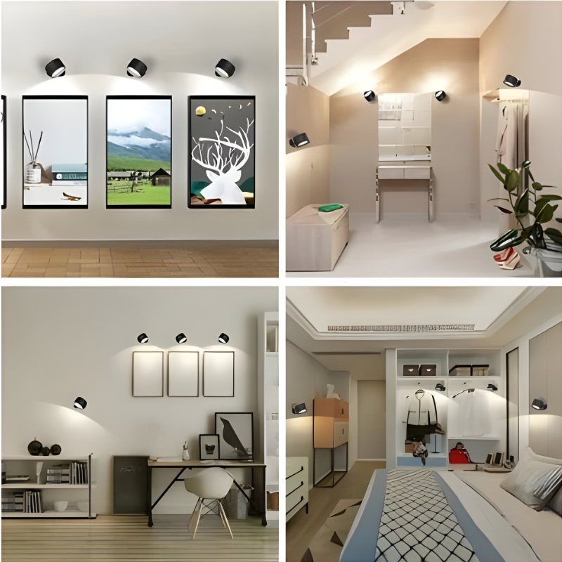 Magnetic wall lamp, 360° adjustable LED light, ideal for bedrooms & hallways.