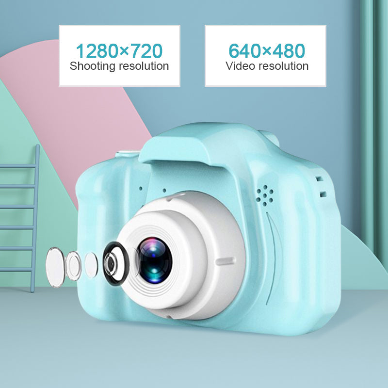 Black reusable mini digital camera, a sleek and durable option for adventurous children.