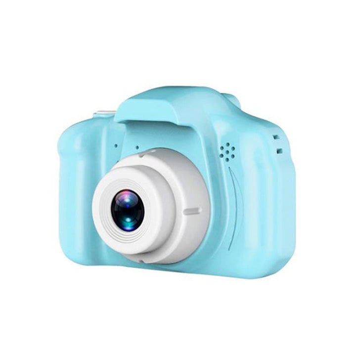Kids' digital camera with a protective silicone case, ensuring durability for active play.