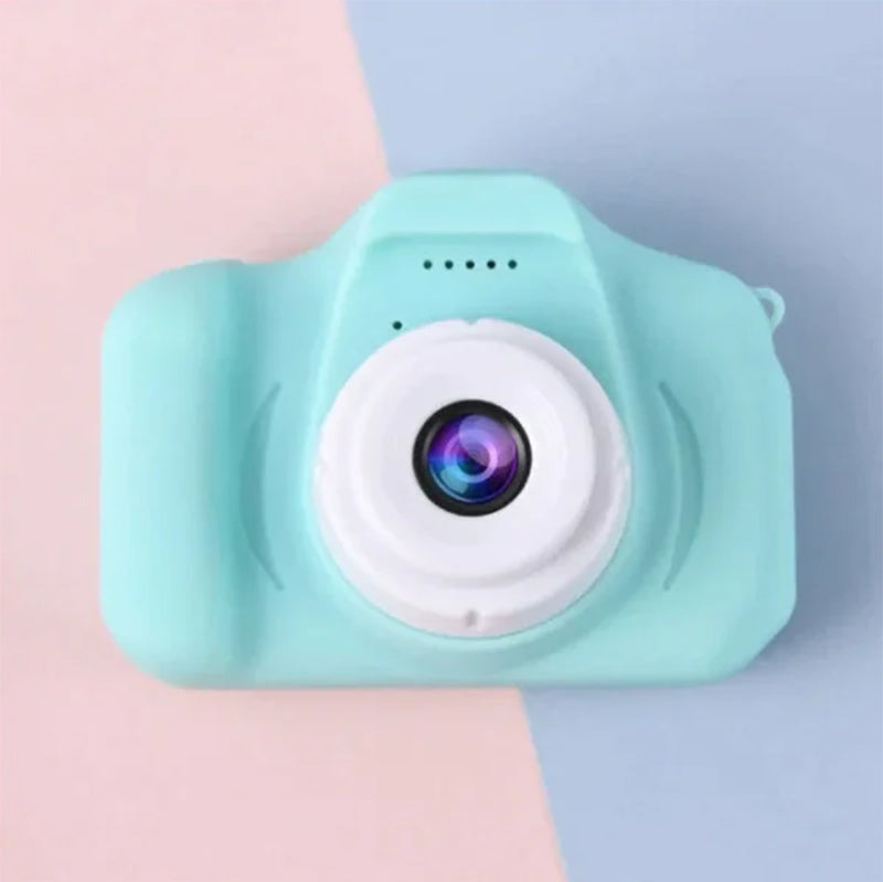 Purple reusable mini digital camera with clear buttons, designed for small hands and easy operation.