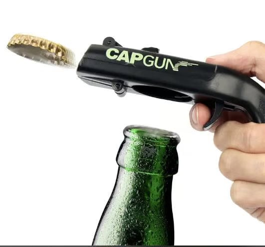 Novelty Cap Launcher Bottle Opener, a unique bar tool and party favor gift.