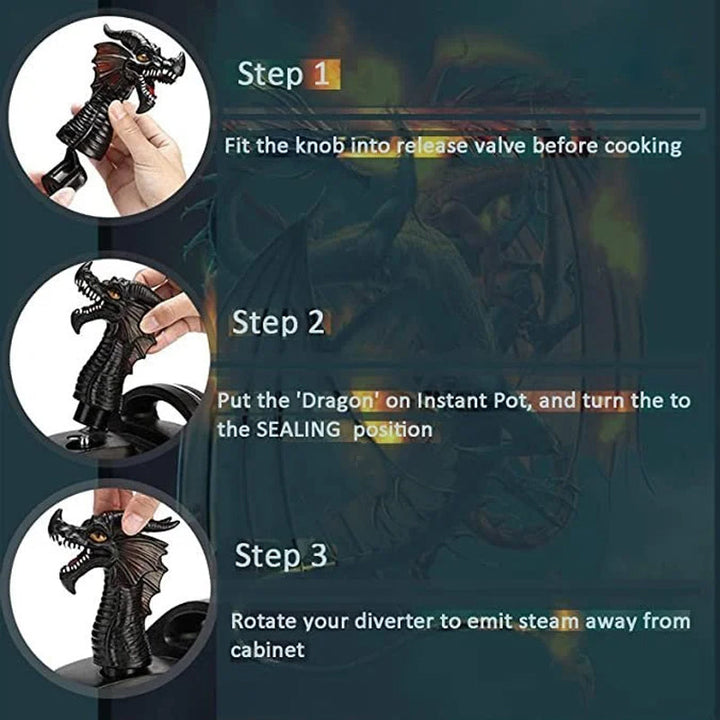 Silicone dragon-shaped steam diverter, kitchen accessory for Instant Pot users, cookware