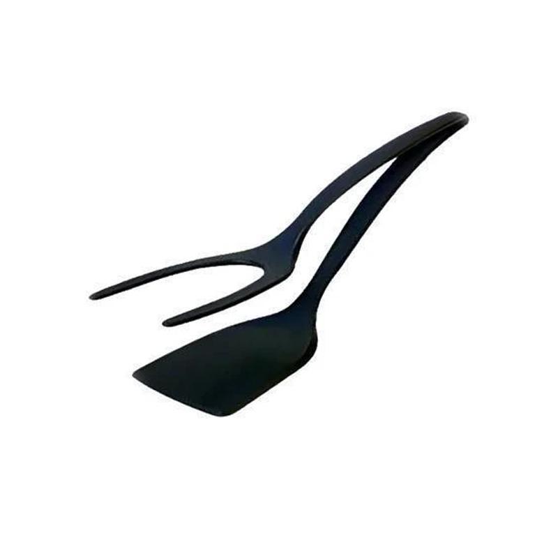 Green silicone spatula tongs for kitchen, ideal nonstick cooking gadget for frying and serving