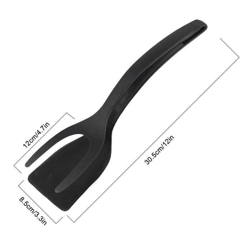 Orange silicone spatula tongs, a dual-purpose kitchen gadget enhancing comfort in cooking