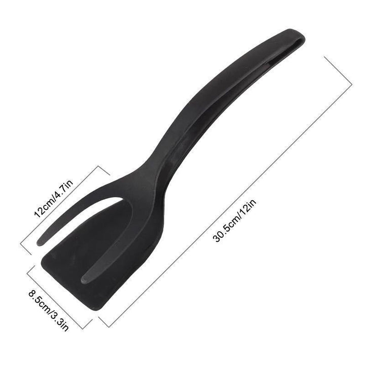 Orange silicone spatula tongs, a dual-purpose kitchen gadget enhancing comfort in cooking