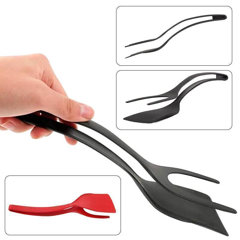 Compact 2-in-1 silicone spatula tongs, essential nonstick kitchen cooking tool for everyday use