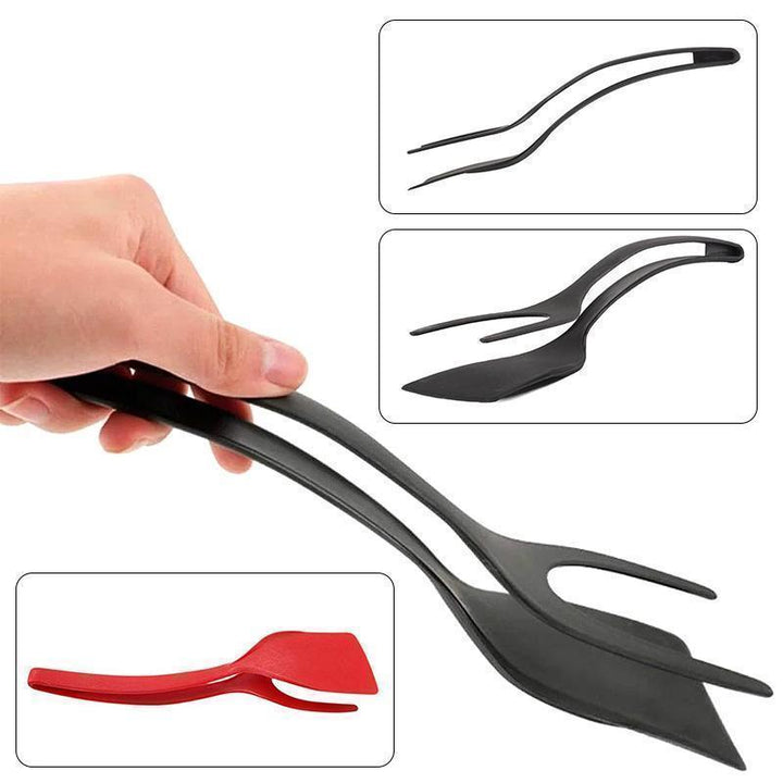 Compact 2-in-1 silicone spatula tongs, essential nonstick kitchen cooking tool for everyday use