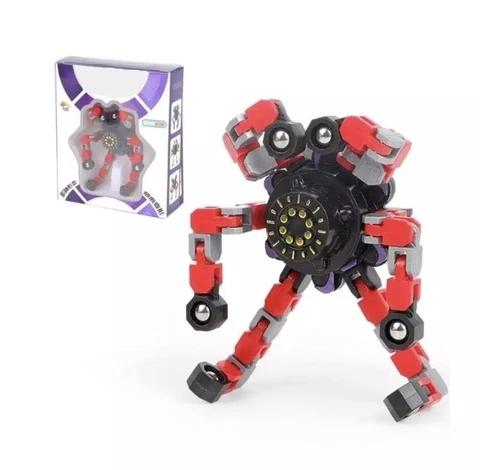 Kids' robot fidget spinner transforming into a phone holder, a multi-use stress relief toy