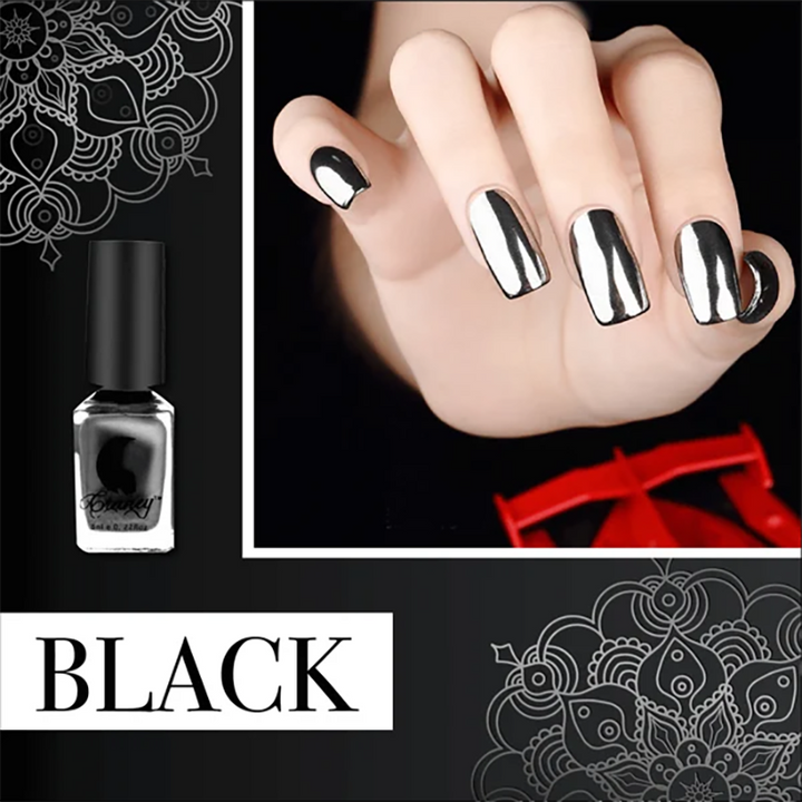 Metallic silver nail varnish, long-lasting beauty for a mirror-like nail look