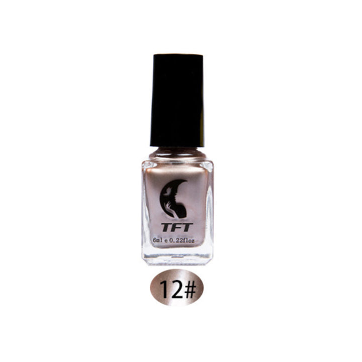 Shiny metallic nail polish, perfect for a glamorous mirror effect manicure