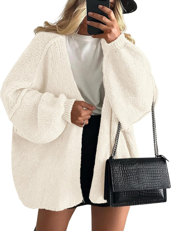 Stylish women's open front knit cardigan with long sleeves, ideal for casual everyday wear.