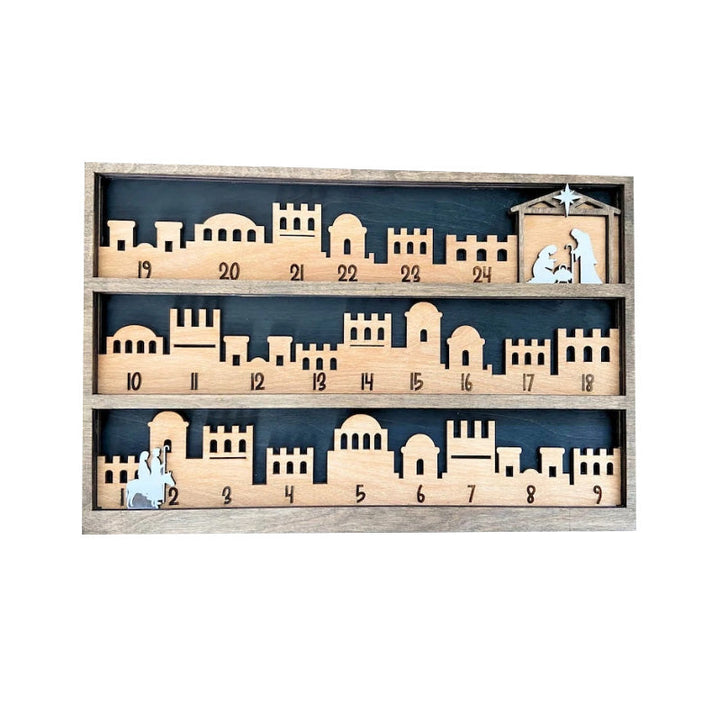 Religious Nativity Scene Advent Calendar, 24-day Christmas countdown calendar, Christian themed decor