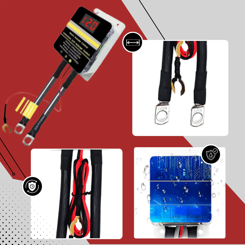Wireless automotive battery disconnect switch; ideal power cut-off & battery saver accessory.