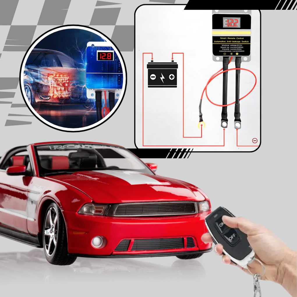 Vehicle security remote disconnect switch for 12V systems, offering anti-theft and battery cutoff.