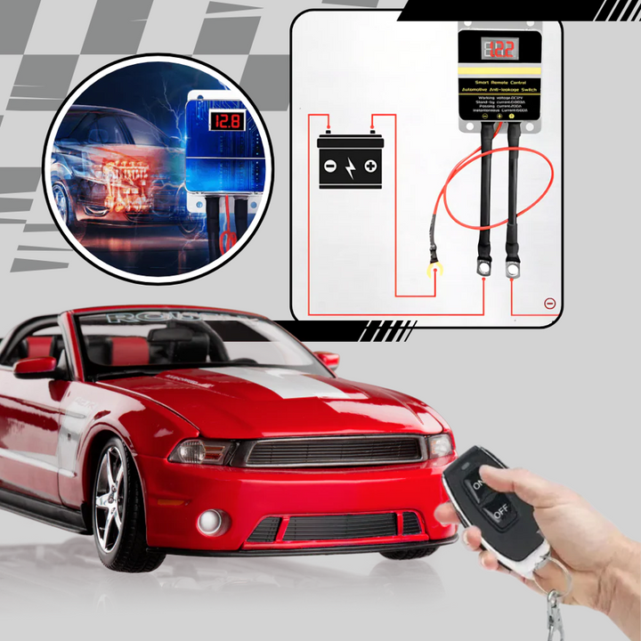 Convenient remote control battery disconnect switch for vehicle power and security.