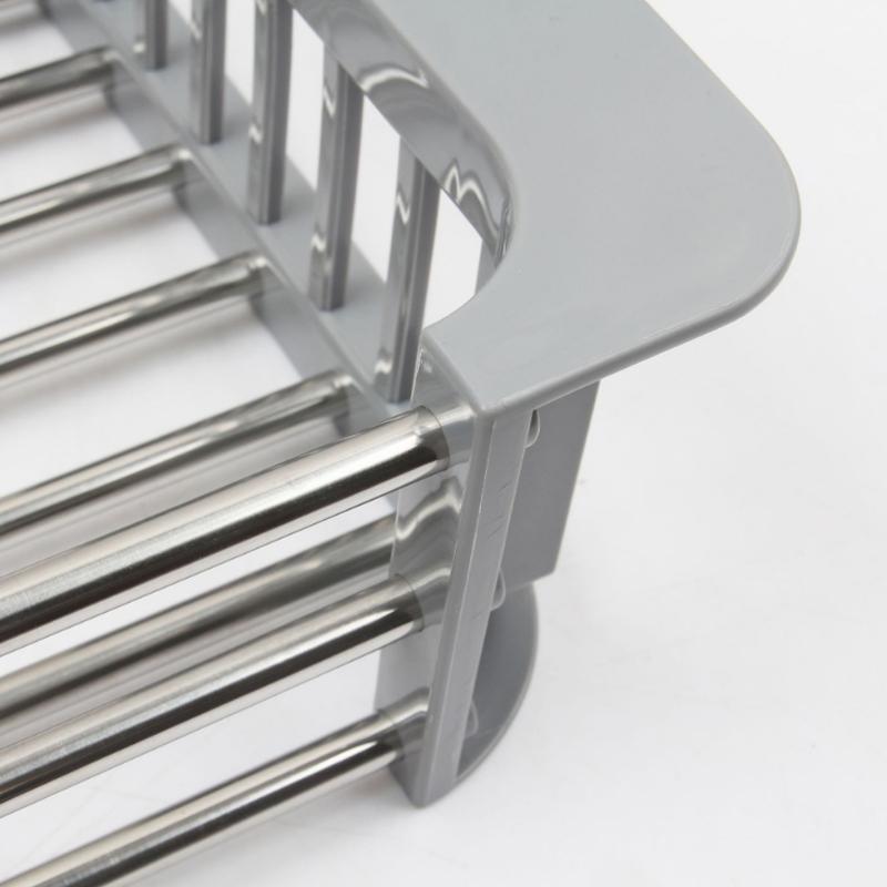 Practical retractable kitchen sink drainer rack, stainless steel, for easy air drying of dishes and produce