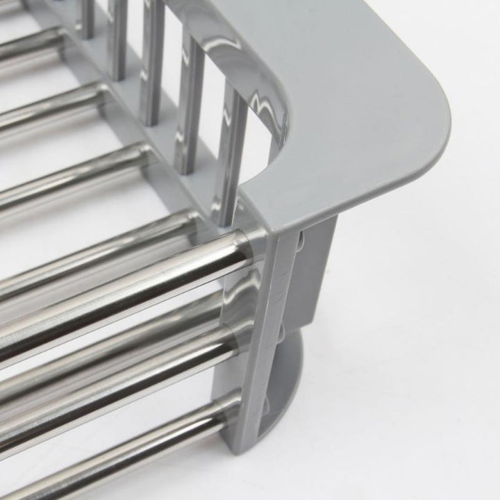Practical retractable kitchen sink drainer rack, stainless steel, for easy air drying of dishes and produce