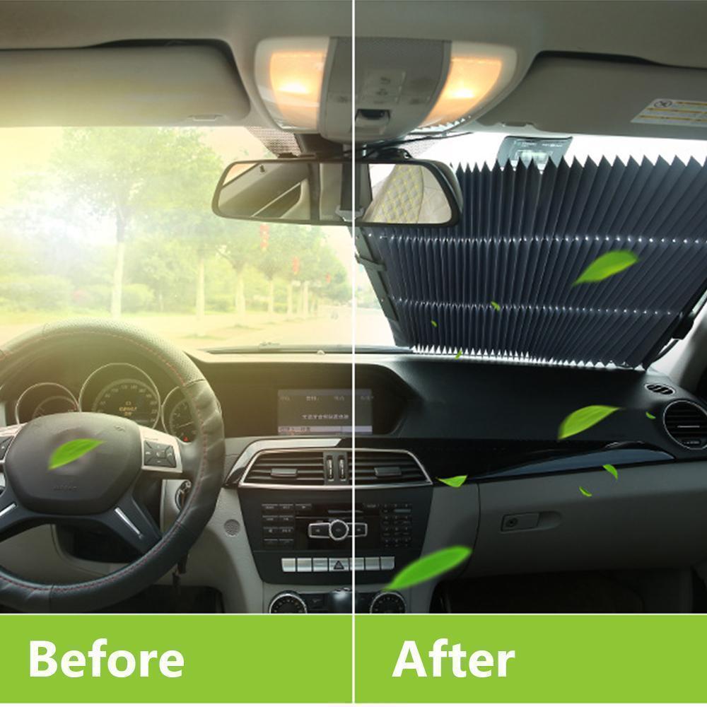Vehicle sun shade with UV protection, retractable and designed for car accessory