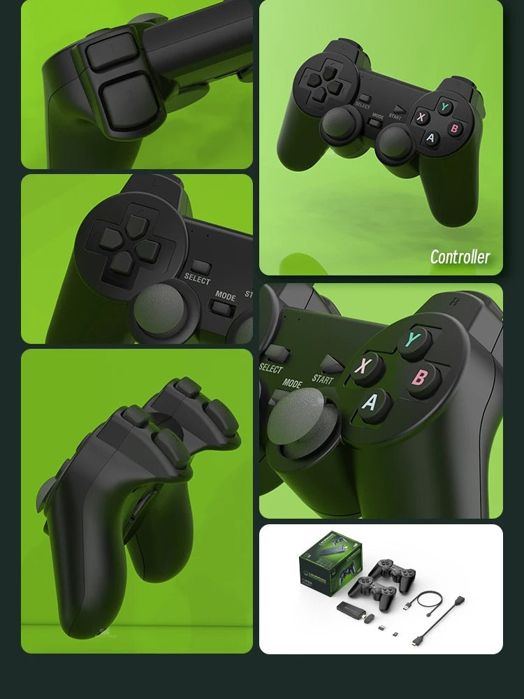 Compact retro gaming console, sleek design, ready for 20,000+ classic video games.