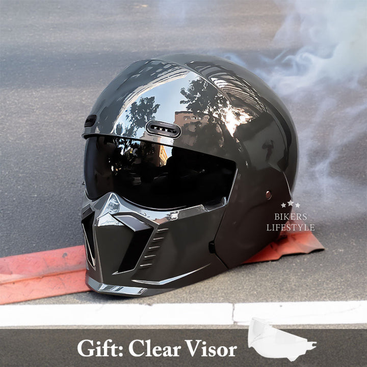 Safe unisex motorcycle helmet, retro pilot design, DOT/ECE certified, comfortable riding accessory.