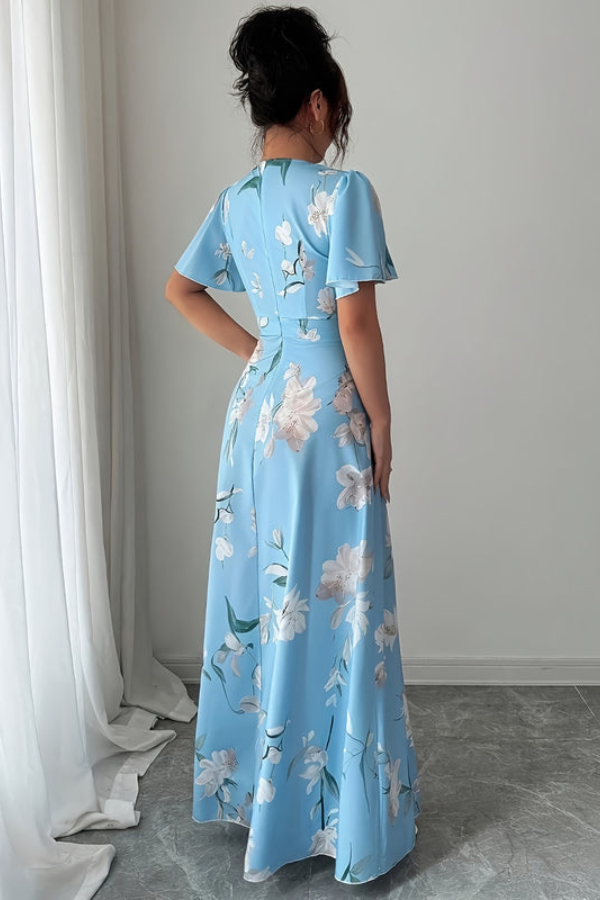Retro floral pleated midi dress, a stunning piece for elegant women's spring fashion.