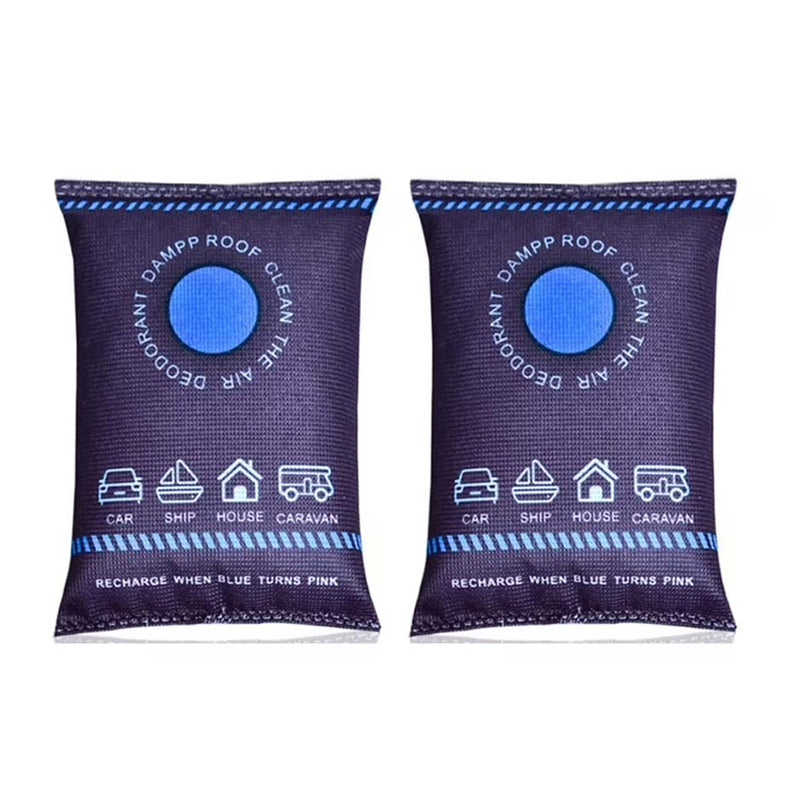 Dehumidifier bag absorbing moisture in a car interior, preventing condensation & ensuring dry air.