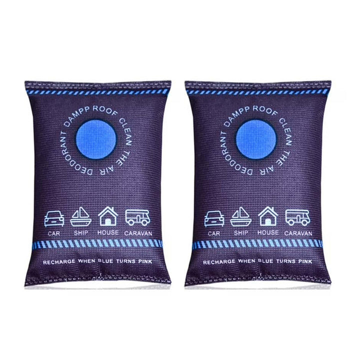 Dehumidifier bag absorbing moisture in a car interior, preventing condensation & ensuring dry air.