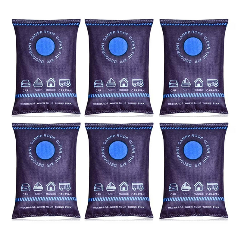 Anti-mold dehumidifier bag, reusable and effective desiccant for basements, wardrobes, and vehicles.