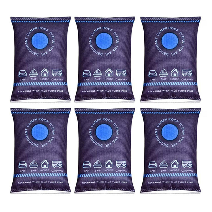 Anti-mold dehumidifier bag, reusable and effective desiccant for basements, wardrobes, and vehicles.