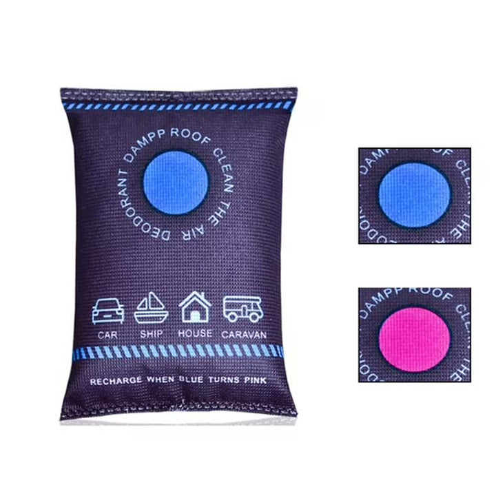 Eco-friendly reusable desiccant bag, keeps car and home free from excess humidity & musty odors.