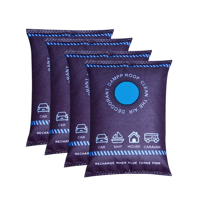 Close-up of reusable dehumidifier bag's indicator turning green, showing it needs revitalization.