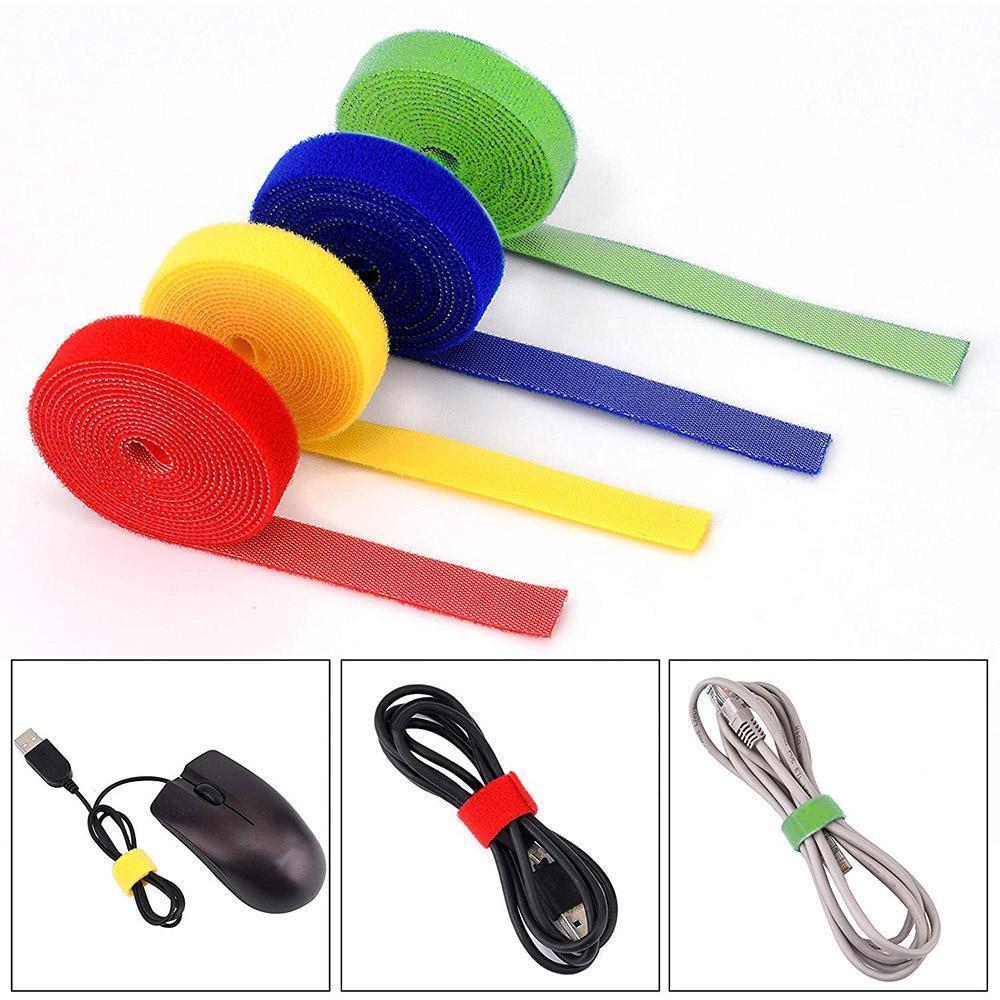 Reusable fastening cable ties in assorted colors, perfect for organizing electrical wires and cords.